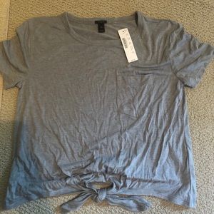 NWT J.Crew Tie Front Grey Tee with Pocket